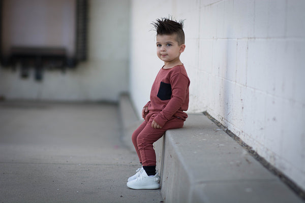 Toddler - Rust Drop-Crotch Street Joggers