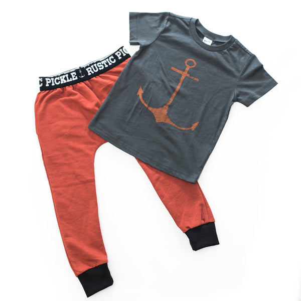 Toddler - Rust Drop-Crotch Street Joggers